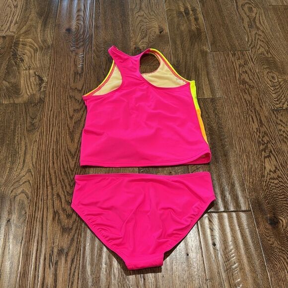 Lands End girls tankini. Sz 12. Pink/yellow/orange - Picture 2 of 4